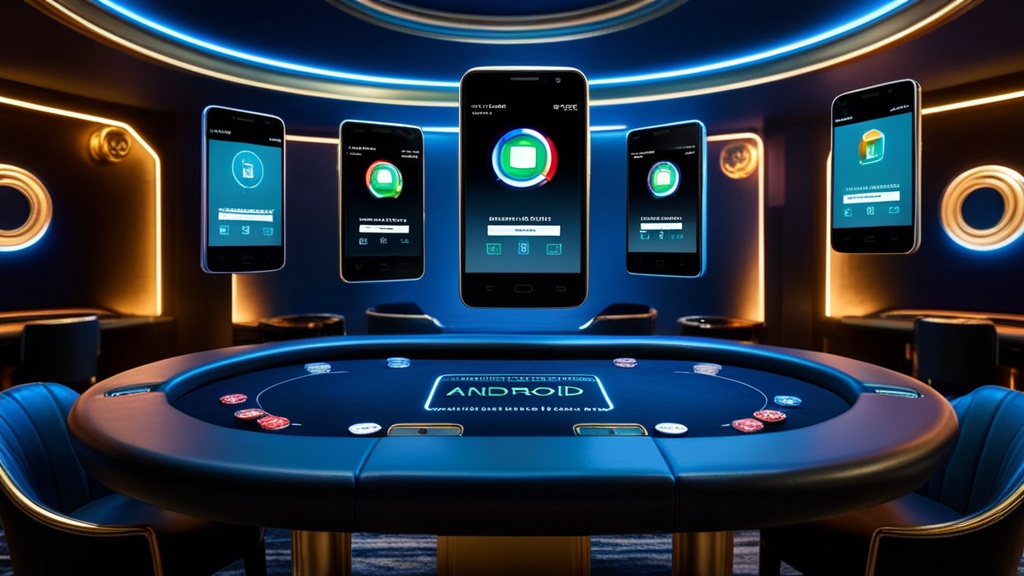 Android phones showing compatibility checks in a casino-style setting