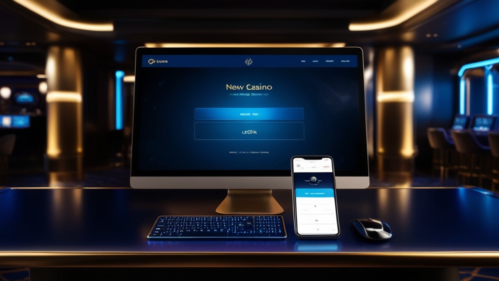Desktop und Smartphone zeigen den Kazeeno-Login-Bildschirm in einer dunklen Casino-Umgebung