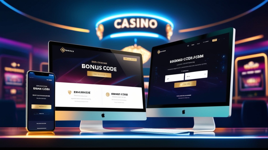 Mobile phone and desktop monitor showing a bonus code form